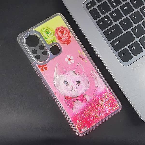 Infinix Hot 11s Case - Design 3 with Moving Liquid Glitter and Clear Soft Border