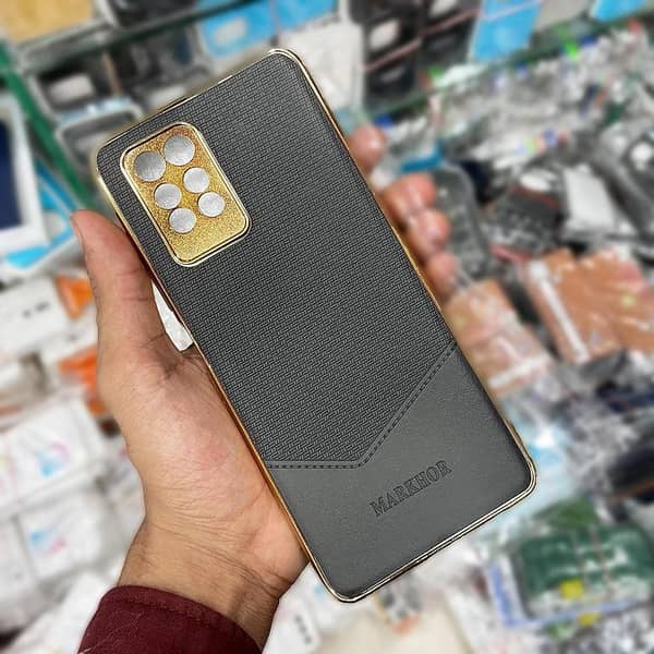 Classic Black Leather Texture Case for Infinix Note 10 with Golden Edge