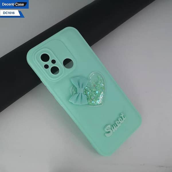 Xiaomi Poco C55 Soft Silicone Case with 3D Love Heart and Glittering Moving Stars