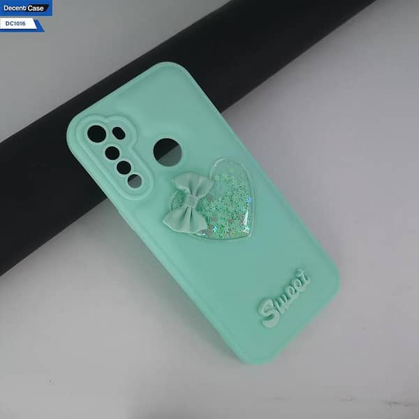 Realme 5s Trendy 3D Love Heart Case with Moving Glitter Stars and Bow - Soft Silicone Cover