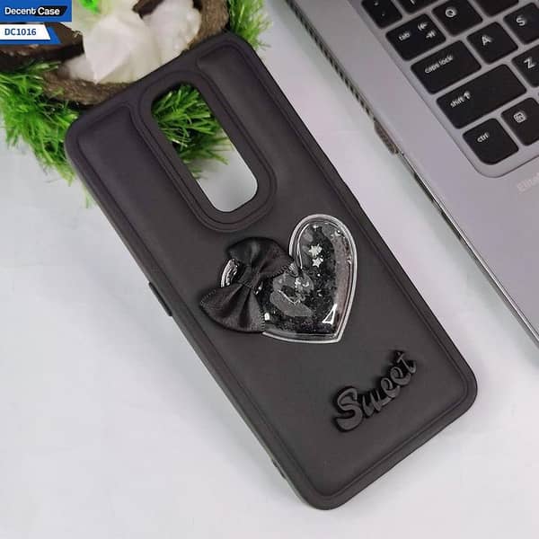 Oppo A5 2020 Soft Case - Black 3D Love Heart Design for Sweet Girls