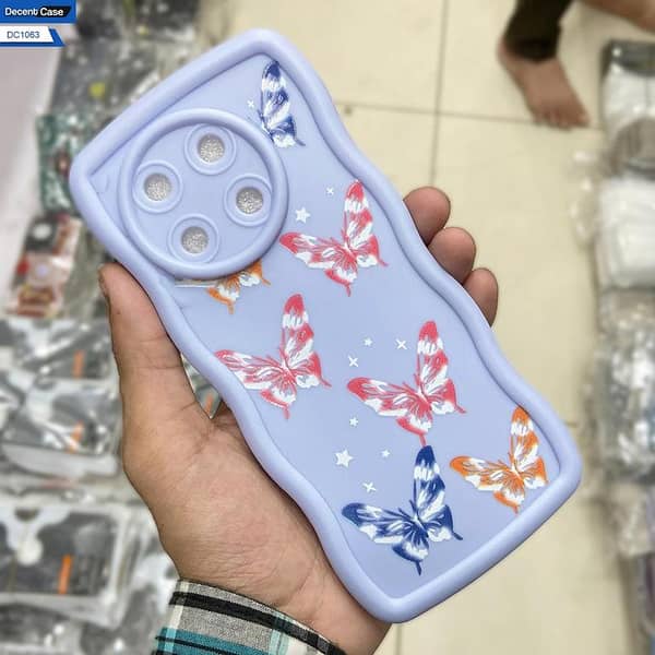 Blue Floral Silicone Back Cover for Tecno Camon 30 - Designed for Girls