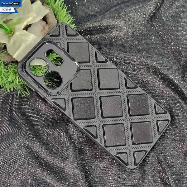 Infinix Smart 9 Black Cover with 3D Cube Leather Texture and Camera Protection