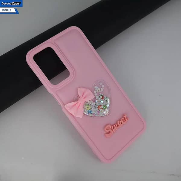 Oppo A54 4G Soft Silicone Case with 3D Love Heart and Moving Glitter Stars Bow Design