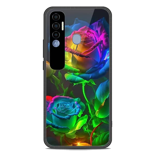 Tecno Spark 7 Pro Printed Glass Phone Case with Soft Border