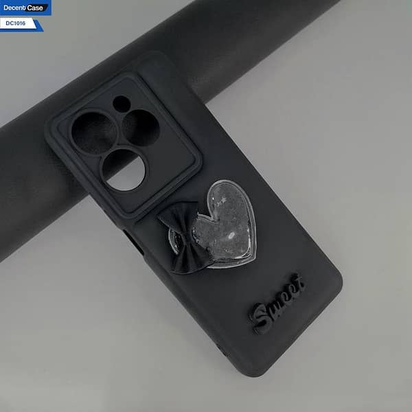 Infinix Hot 40 Pro Soft Case with 3D Love Heart and Moving Glitter Stars