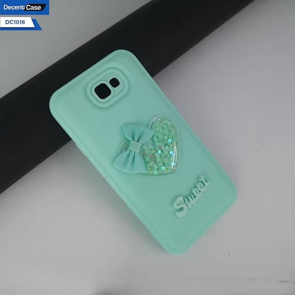 Samsung Galaxy J7 Prime Soft Case with 3D Love Heart and Moving Shiny Stars Glitter