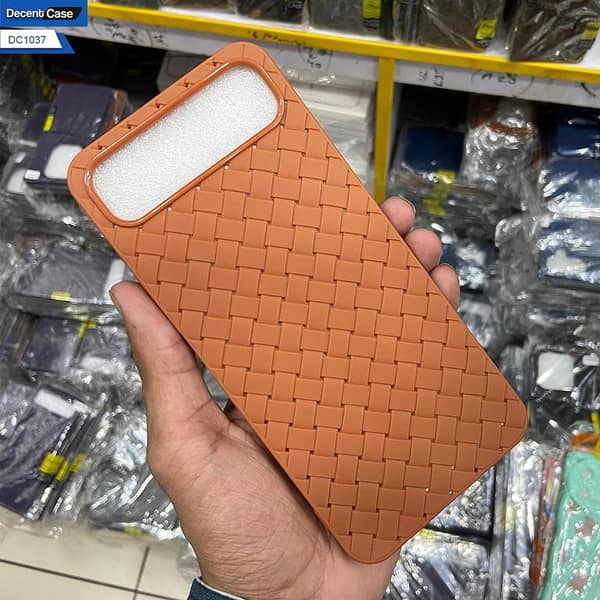 Infinix Smart 10 Plus Brown Cover - Silicone Back Case with Woven Texture