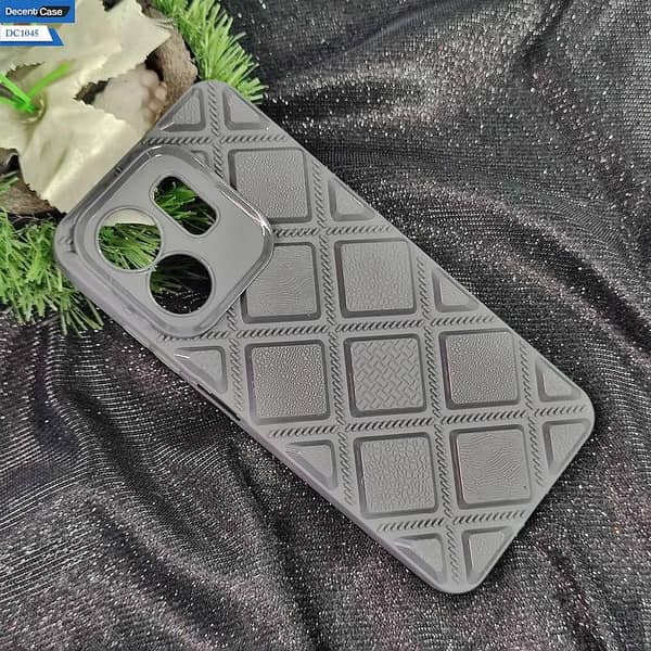 Infinix Smart 9 Gray Cover - 3D Cube Leather Texture Case with Camera Protection