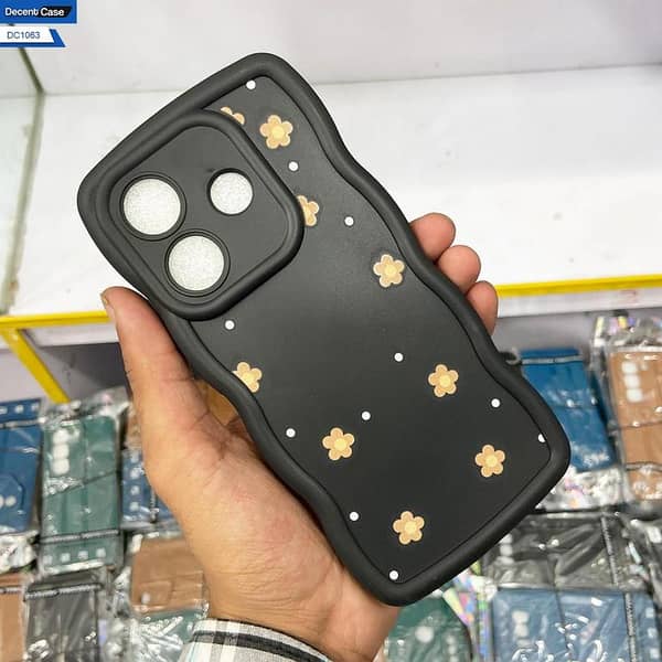 Black Floral Printed Soft Silicone Back Cover for Infinix Hot 30 - Designed for Girls