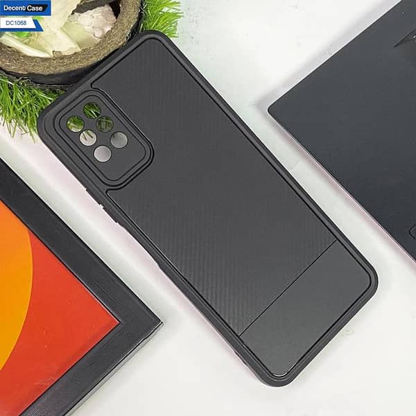 Infinix Note 8 Black Back Cover - Carbon Fiber Pattern with Shockproof Protection