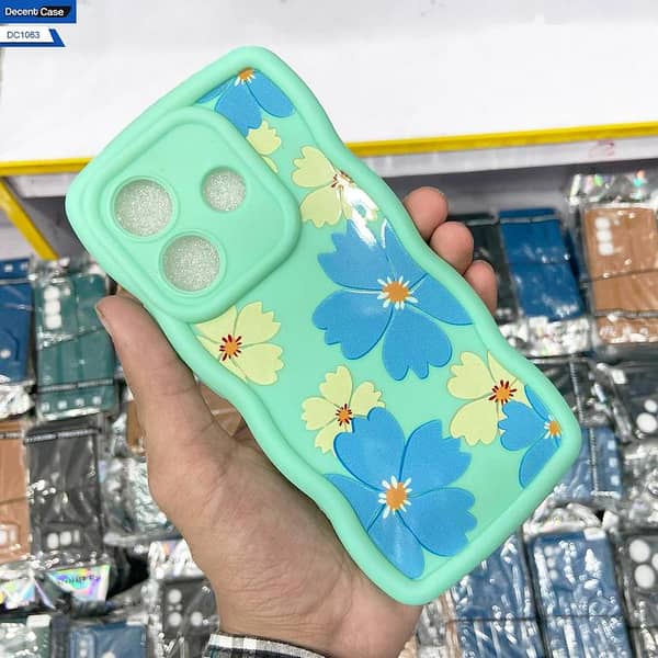Light Green Floral Printed Soft Silicone Back Cover for Infinix Hot 30 - Designed for Girls