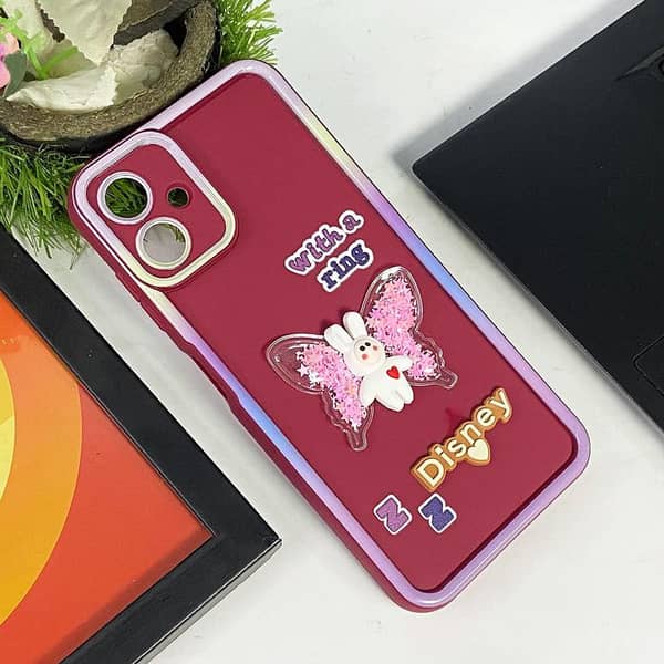 Red 3D Charms Back Cover for Tecno Pop 9 - Kawaii Shockproof Phone Case