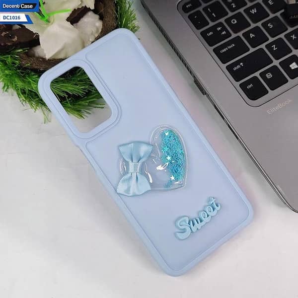Oppo A55 5G Soft Case in Cyan with 3D Love Heart Design