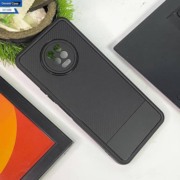 Infinix Note 7 Black Back Cover with Shockproof Carbon Fiber Pattern