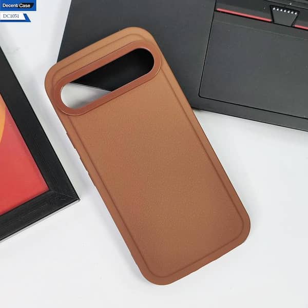 Premium Leather Texture Case with Soft Borders for Google Pixel 9 - Brown
