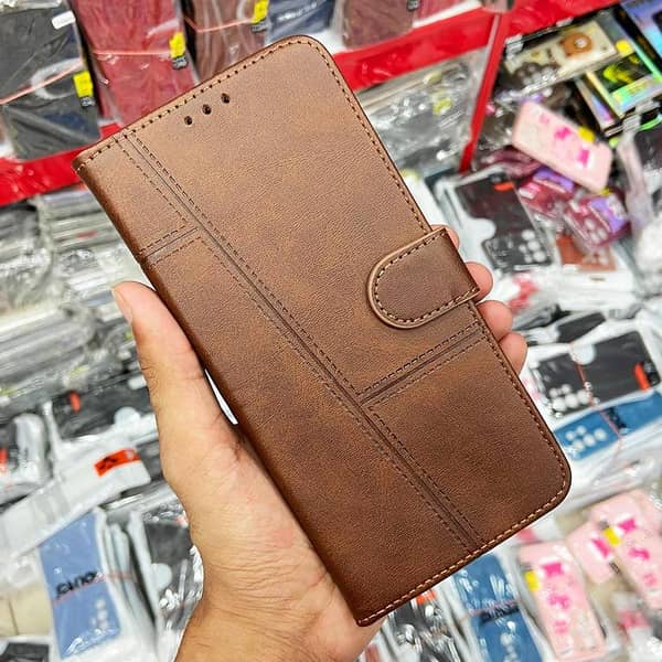 Megantic Brown Flip Cover for iPhone 15 Pro - New PU Leather with Card Holder Feature