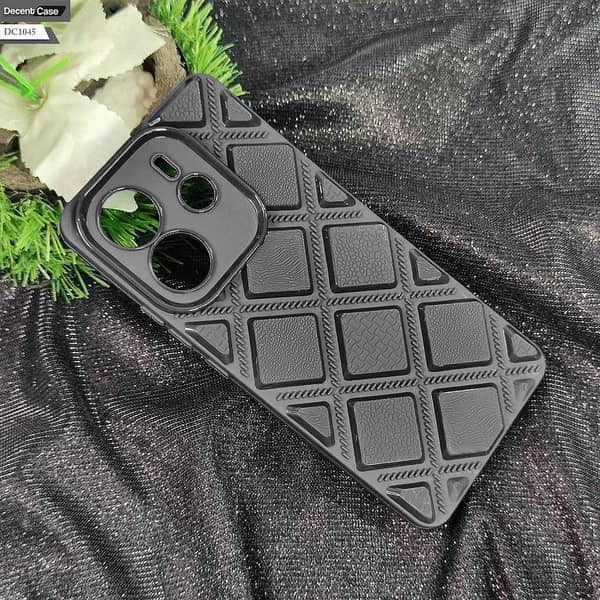Black 3D Stylish Back Cover for Redmi Note 14 with Camera Protection