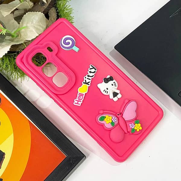 Cute 3D Butterfly Case for Girls - Pink Cover for Hot 50 Pro Plus