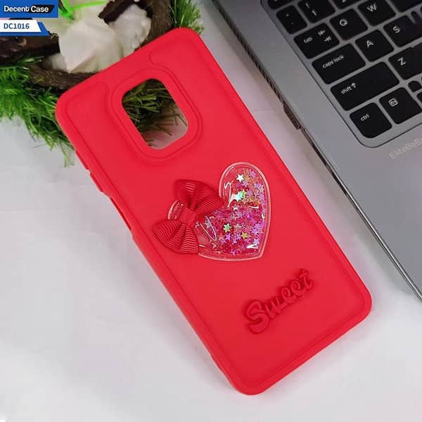 Red 3D Love Heart Soft Case for Xiaomi Redmi Note 9 Pro - Sweet Girls Design