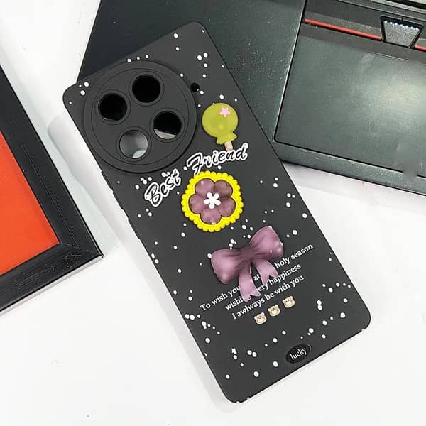 Cute 3D Butterfly Case for Girls - Black Cover for Tecno Camon 30S