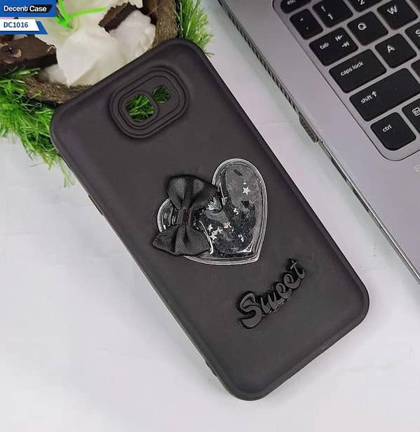 Sweet Girls 3D Love Heart Soft Case for Samsung Galaxy J7 Prime - Black