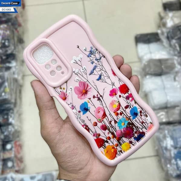 Xiaomi Redmi Note 11S Soft Silicone Back Cover - Rose Red with Floral Design for Girls