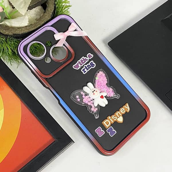 Soft Silicone Case for Infinix Hot 50 Pro - Red with Cute Bear and Flower Design