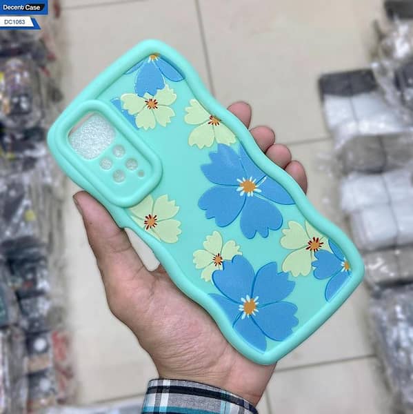 Xiaomi Redmi Note 11 4G Light Green Floral Printed Soft Silicone Back Cover for Girls