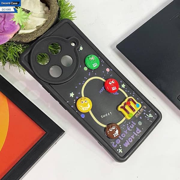 Black Soft Silicone Back Cover for Tecno Camon 30S with Cartoon Design for Girls