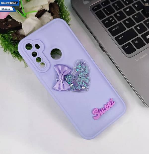 Realme 6i Purple Cover - Soft 3D Love Heart Case for Girls