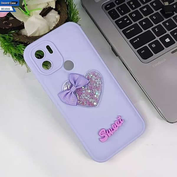 Xiaomi Redmi A1 Purple Case - 3D Love Heart Design for Girls