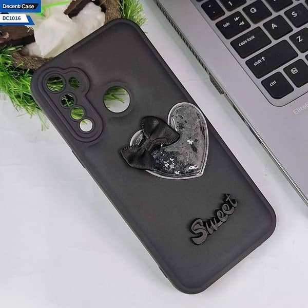 Black 3D Love Heart Soft Case for Realme 5 - Sweet Girls Design