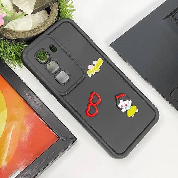Pink Cute Bear & Flower Soft Silicone Case for Infinix Hot 50 Pro