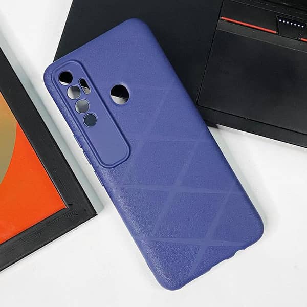 Blue Diamond Cut Pattern Phone Case for Tecno Spark 7T with Camera Protection