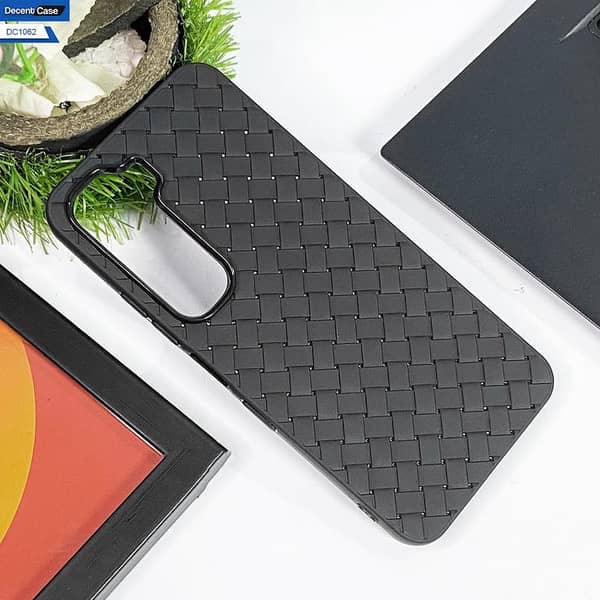 Soft Silicone Back Case for Infinix Hot 60 with Leather Feel and Woven Design