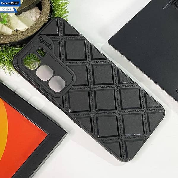 Blue Silicone Protective Back Cover for Infinix Hot 60 with Square Grid Pattern