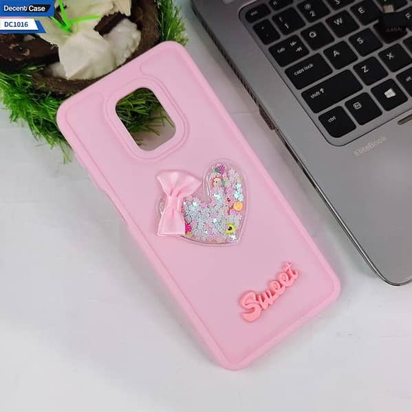 Pink 3D Love Heart Soft Case for Xiaomi Redmi Note 9 Pro - Sweet Girls Design