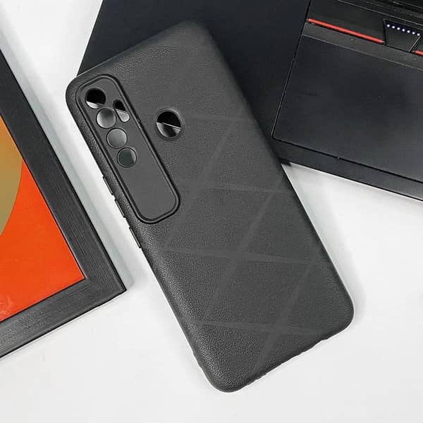 Black Diamond Cut Pattern Phone Case for Tecno Spark 7T with Camera Protection