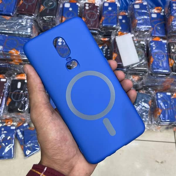 OnePlus 7T Pro Blue Cover - Premium Soft Silicone Case with Camera Protection and MagSafe Design