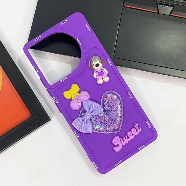 Tecno Camon 30 Soft Case - Purple with 3D Bow for Sweet Girls