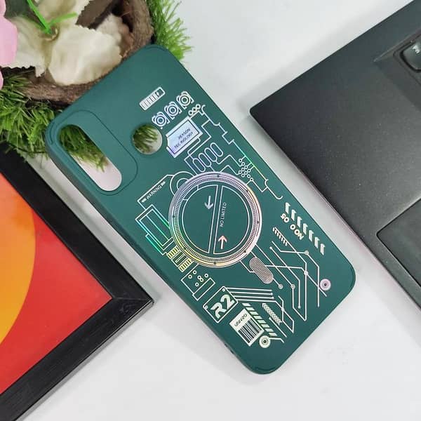 Green Soft Silicone Holographic Circuit Design Phone Case for Tecno Spark 4