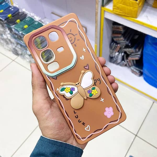Brown 3D Butterfly Case for Girls - Infinix Note 50 Pro Cover