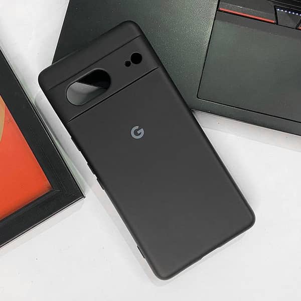 Black Liquid Silicone Back Cover for Google Pixel 7a with Camera Protection