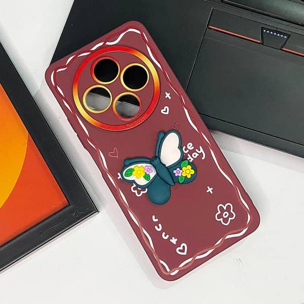 3D Butterfly Case in Red for Xiaomi Redmi A4 - New Design for Girls