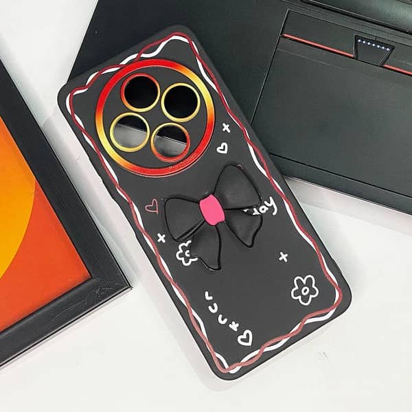 Xiaomi Poco C75 Black Case - Cute 3D Butterfly Design for Girls