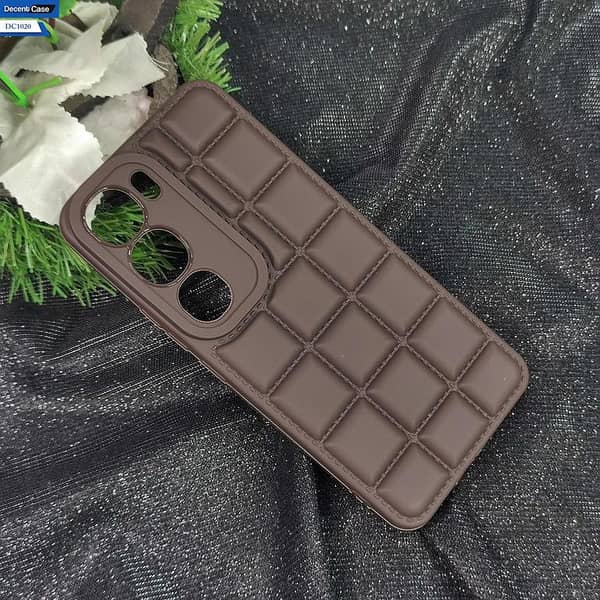 Dark Brown Cube Puffer Design Soft Silicone Case for Vivo Y300 with Camera Protection
