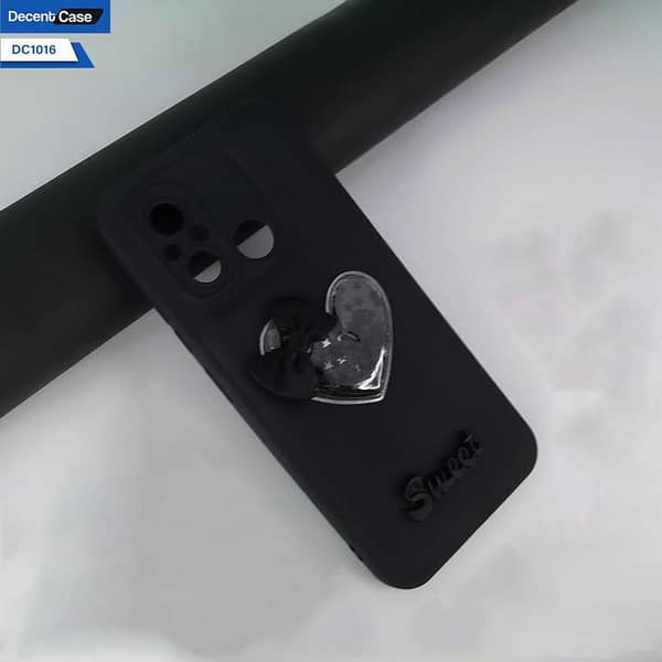 Xiaomi Poco C55 Soft Silicone Case with 3D Love Heart and Moving Glitter Stars