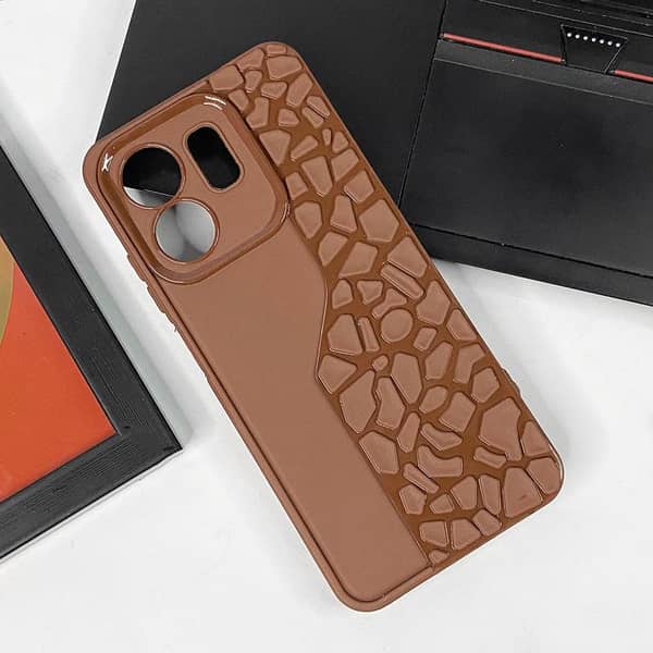 Dark Brown Stone Pattern Case for Infinix Smart 9 Smartphone