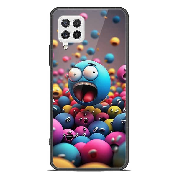 Premium Printed Glass Soft Bumper Case for Samsung Galaxy M22